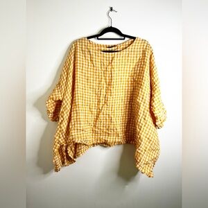 Eskandar Gingham Linen Oversized Top